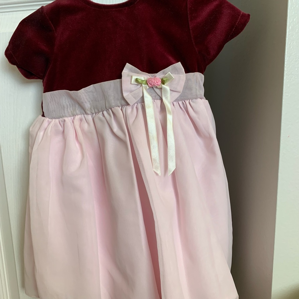 Pink and Maroon color formal dress